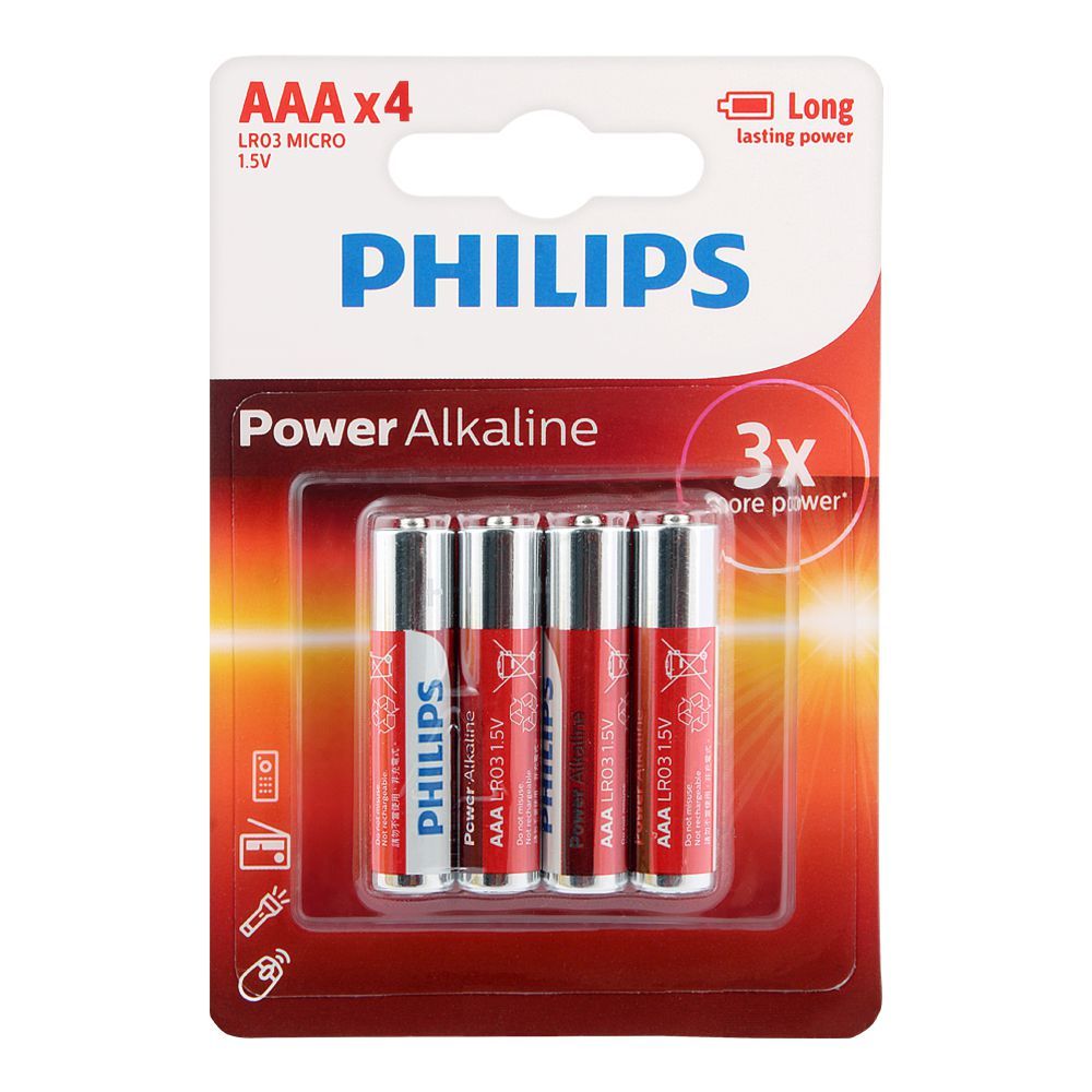 باتری نیم-قلمی فیلیپس Power-Alkaline-بسته-۴عددی