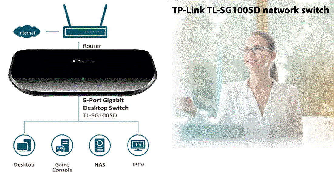 سوییچ شرکت TP-Link نوع 10/100/1000Mbps دارای ۵ پورت TL-SG1005D V9