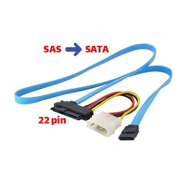 کابل تبدیل هارد سس (SAS) به 7 پین هارد ساتا (SATA) به طول 0.6 متر + کابل برق