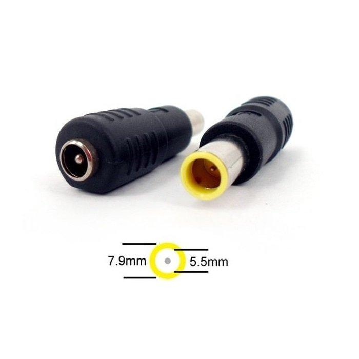 مبدل شارژر تبدیل فیش استاندارد نری به لنوو گرد زرد مادگی 2.5 به 5.5 میلی متری میلی متری بسته 1 عددی