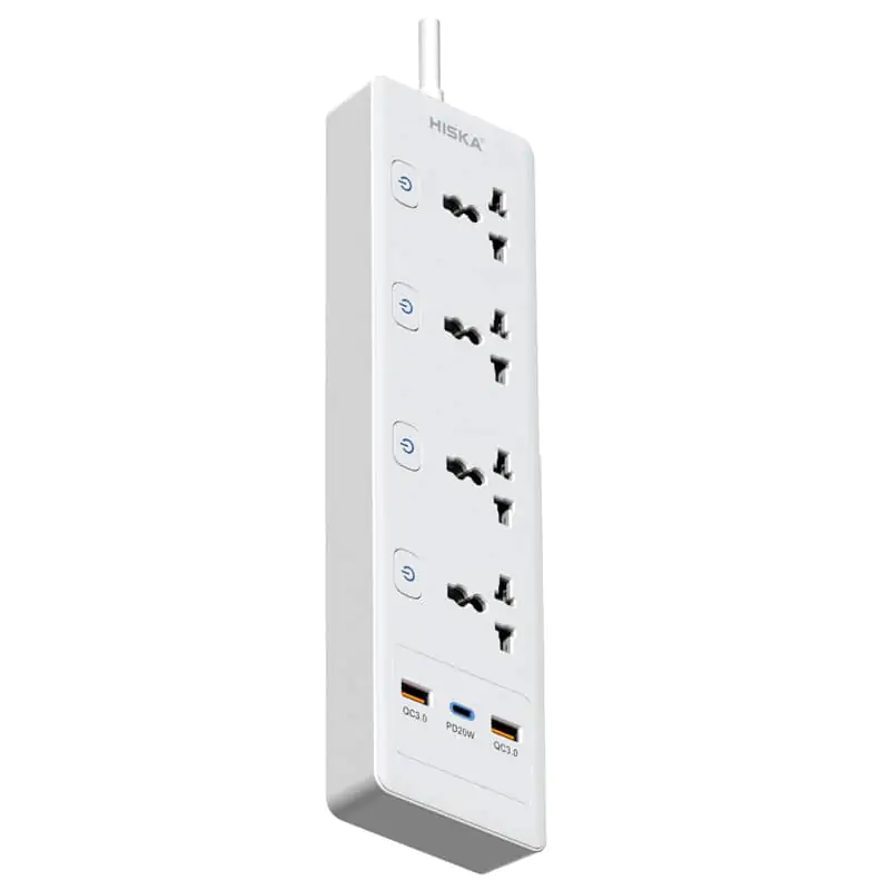 4 راهی برق هیسکا مدل CH5518 با کابل 2 متری + شارژر USB و Type-C