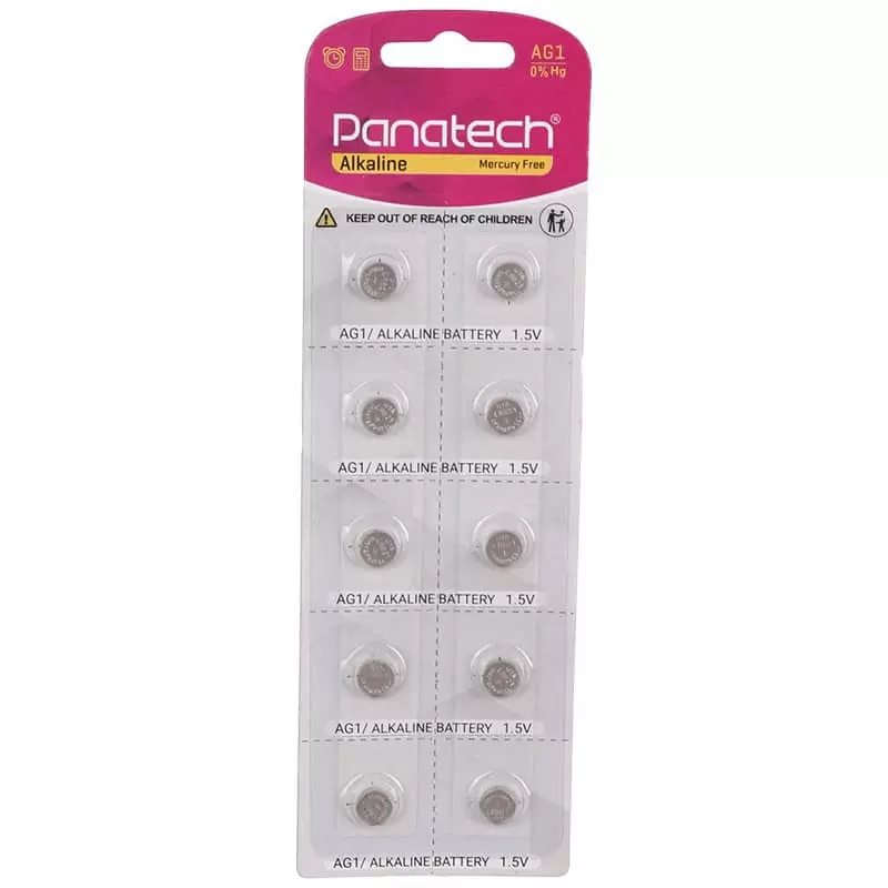 باتری سکه ای آلکالاین مدل AG1 پاناتک بسته 10 عددی