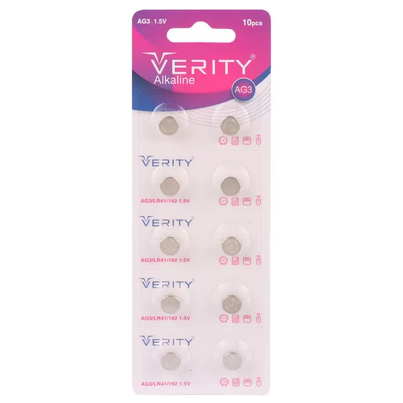 باتری سکه ای آلکالاین مدل AG3 وریتی بسته 10 عددی