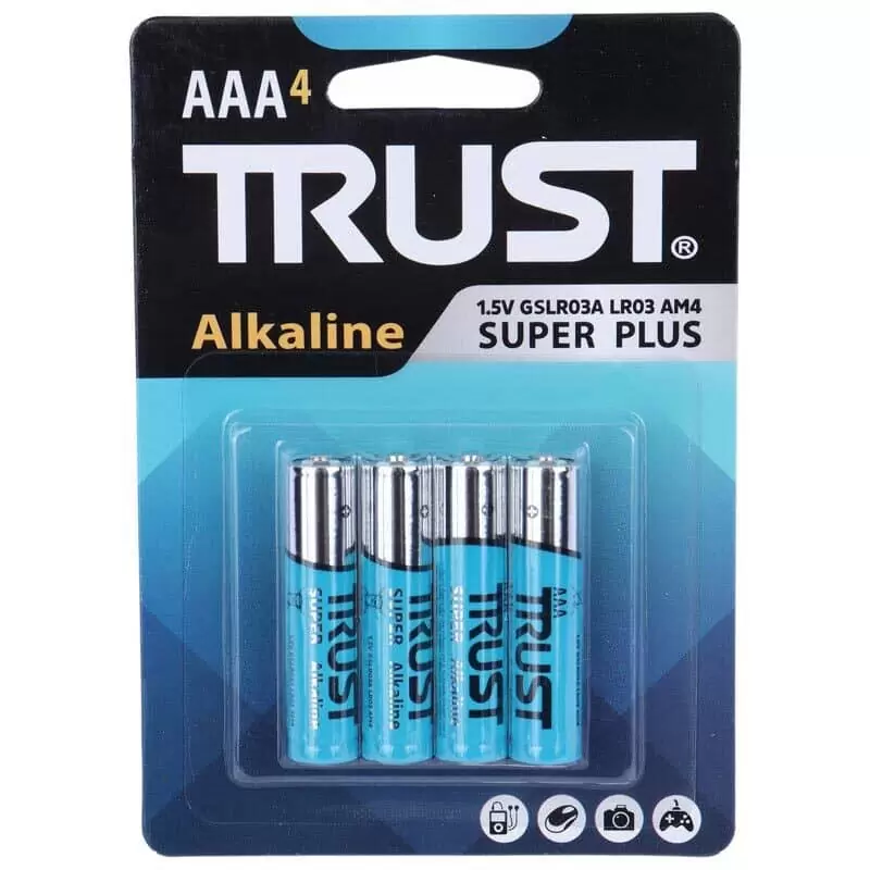 باتری چهارتایی نیم قلمی تراست Alkaline Super Plus LR03