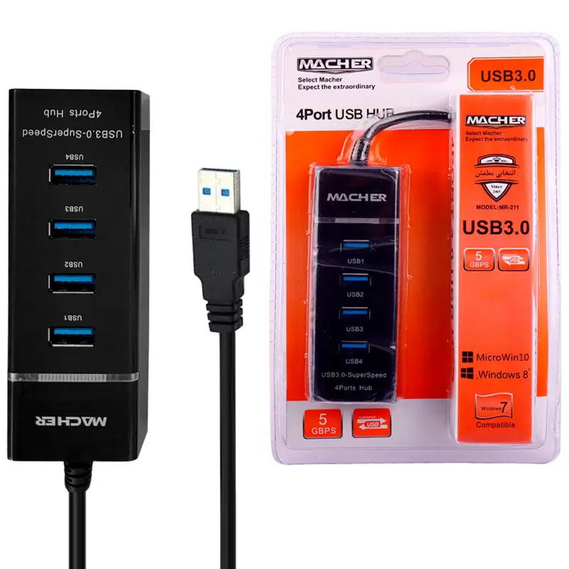 هاب USB3.0 مچر مدل MR-211 با چهار پورت