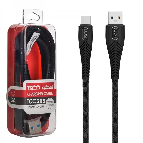 کابل تایپ سی تسکو تبدیل USB به USB-C تسکو مدل TCC205 طول 1 متر