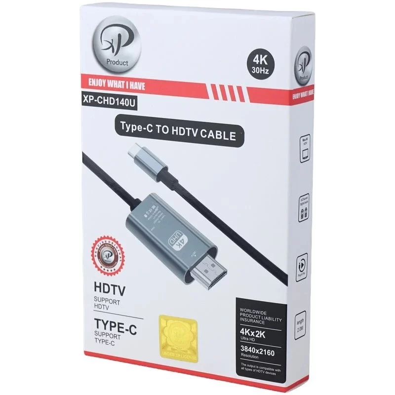 کابل تبدیل Type-C به HDMI ایکس پی پروداکت XP-CHD140U طول 2 متر