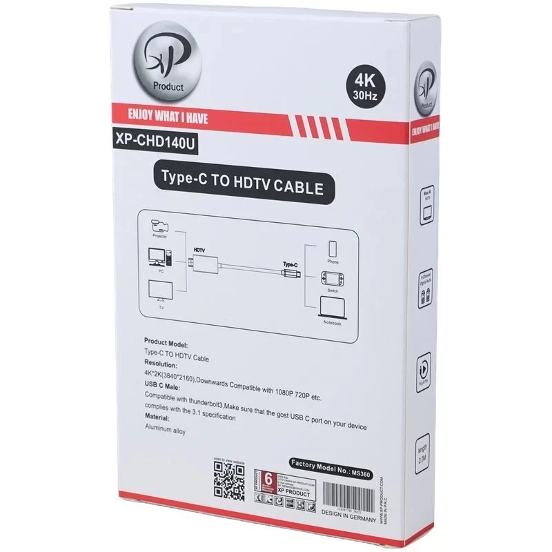 کابل تبدیل Type-C به HDMI ایکس پی پروداکت XP-CHD140U طول 2 متر