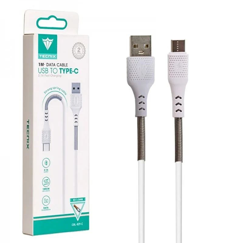 کابل فست شارژ تایپ سی 3.1 آمپر تکنیکس CBL-829-C طول 1 متر