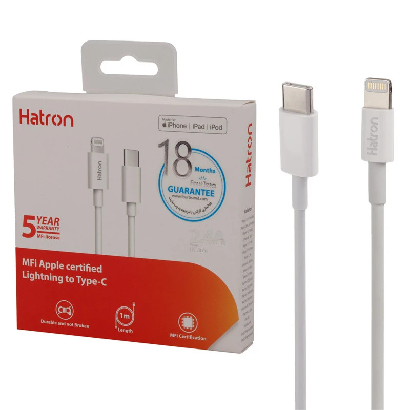 کابل شارژ USB-C به لایتنینگ هترون مدل MFI HC365i طول 1متر