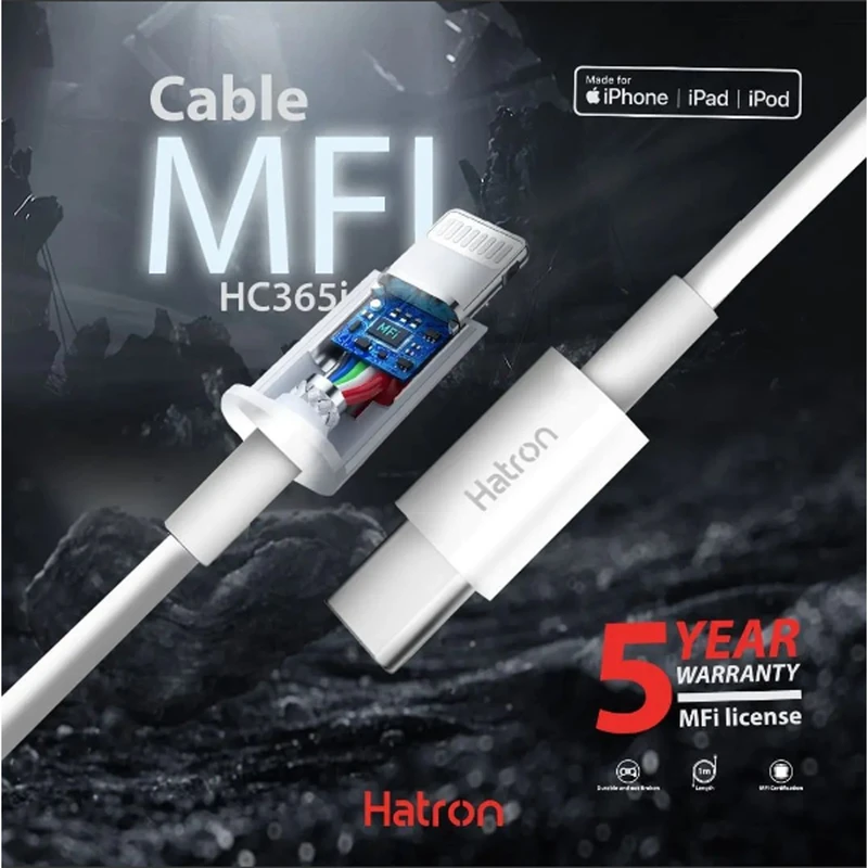 کابل شارژ USB-C به لایتنینگ هترون مدل MFI HC365i طول 1متر