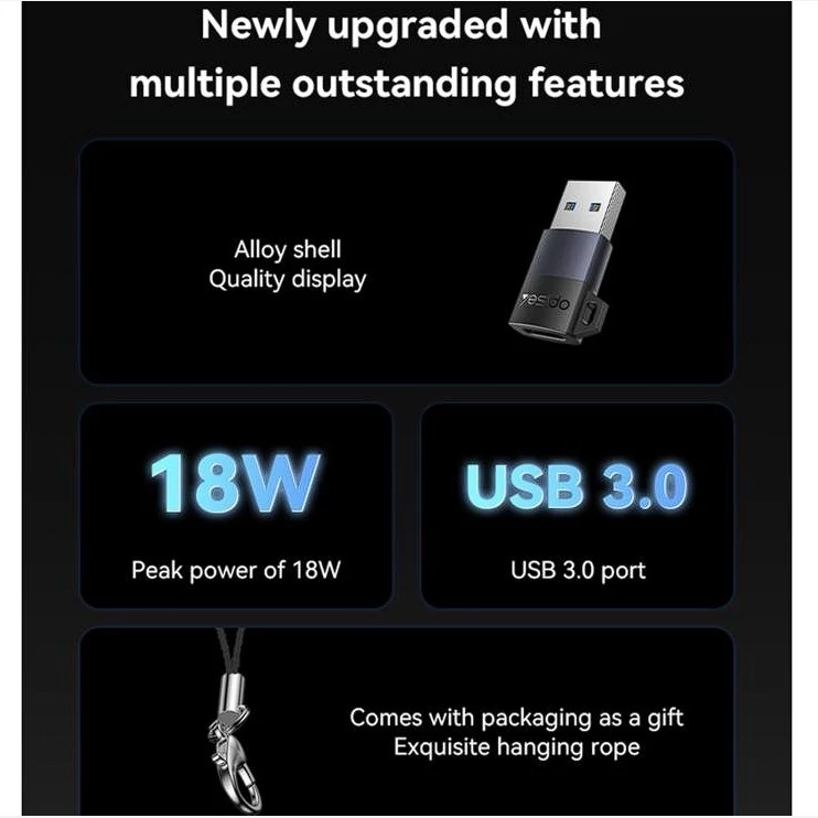 تبدیل OTG تایپ سی به USB یسیدو GS34
